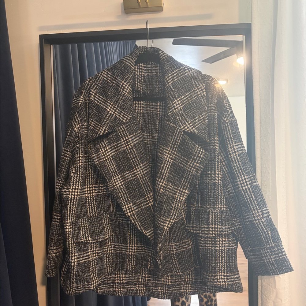 Plaid Black and White Women's Jacket